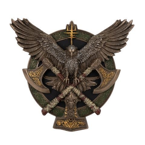 Щит "Крила Вальхалли: сокіл та дві сокири на щиті", 9 см 78511A4 фото